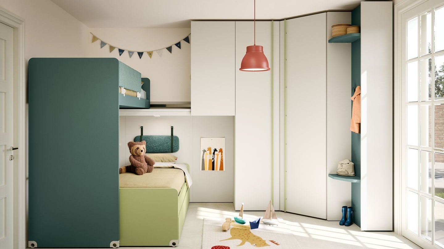 Cameretta con letto a soppalco scorrevole Slide