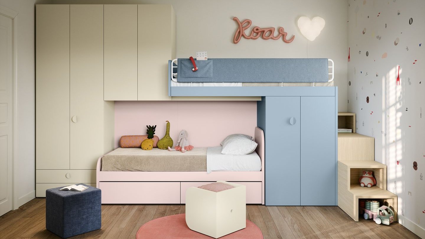 Cameretta con letto a soppalco